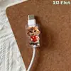 Protector de cable de datos acrílico 2D, previene la rotura, presenta diseños de animales de dibujos animados, cable de datos para teléfono Tipo-C, para ventas transfronterizas