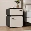 Mesita de noche color crema para dormitorios pequeños, modelo nuevo simple y moderno, completamente ensamblada, ultraestrecha, para habitaciones infantiles, lujo ligero, hecha de madera de ingeniería
