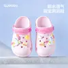 Zapatillas de verano para niños y niñas, bonitas zapatillas de suela suave con agujeros para niños de talla mediana y grande, sandalias de playa con punta cerrada para niños