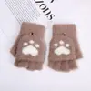 Nuevos Guantes de Invierno para Niños 2025 con Patas de Gato Lindas, Cubierta Plegable para Dedos, Tejido de Felpa de Medio Dedo, Guantes Cálidos Adecuados para Niños y Niñas Estudiantes