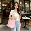 Bolsa de Lona Cuadros Dulce y Versátil Estilo Coreano, Bolso de Hombro de Gran Capacidad Estilo Perezoso, Bolso Diario Suave y Elegante para el Trabajo