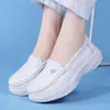 Sapatos de Enfermeira Personalizados para Mulheres, Sola Macia, Respiráveis, Não Cansativos, Couro Genuíno, Branco, Confortáveis, Sola Plana, Antiderrapantes, Sapatos de Trabalho para Hospital Atacado