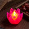 Vela electrónica con simulación de templo, lámpara de mantequilla, llama oscilante, lámpara de loto sin humo, vela, lámpara de Buda Guanyin, portavelas
