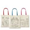 Bolsa de Lona com Desenho Animado de Mãe para Estudante Pintura Pai-Filho em Branco DIY Pintada à Mão Atividade de Colorir Sacola de Presente