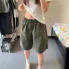 Pantalones Cortos Unisex Estilo Americano de Cuatro Puntos para Hombre Verano Rectos Sueltos Algodón Puro Pantalones Cargo Deportivos Casuales de Cinco Puntos