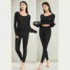 Conjunto de Ropa para Realzar la Belleza, Ropa Interior Térmica de Manga Larga de Otoño para Mujer, Alta Elasticidad, Antiestático, Antipilling, Capa Base