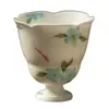 Taza de Té de Cerámica con Base Alta y Boca de Flor, Pintada a Mano con Sombra de Carpa Azul, Blanco Nieve Mate, Dinastías Tang y Song, Juego de Té Kung Fu, Taza de Té para el Hogar