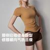 Ropa Deportiva con Copas Fijas para Mujer 2025 Nuevo Estilo de Gama Alta Adelgazante Pilates Entrenamiento Manga Corta Running Fitness Yoga Ropa