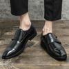 Zapatos juveniles sin cordones, de piel, con punta cuadrada, estilo retro, talla grande, planos, de moda otoñal.