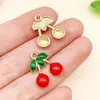 Accesorios para Joyería DIY Aceite Goteante Fruta Artificial Cereza Fresa Aleación Colgante Pendientes Llavero Pulsera Colgante Pequeño