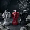 Caveira de Halloween Segurando uma Vela Perfumada de Rosa, Decoração de Festa de Feriado em Formato de Caveira, Venda por Atacado de Velas