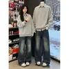 Jeans de Otoño Nuevos de Tiro Alto Extendido Vintage Desgastados Unisex Retro Lavado Sueltos Rectos de Mezclilla Pantalones Largos
