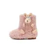 Botas peludas estilo coreano para niños, Botas de algodón lindas de oso para niñas, Botas de nieve cálidas para niños, Botines cortos de bebé con suela suave y forro de felpa