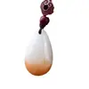 Pingente de Jade Dourado Natural de Xinjiang Jade Hetian Gota d'Água Fivela de Segurança Pingente de Jade Branco Colar para Suéter para Homens e Mulheres