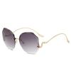 Gafas de Sol Sin Marco Estilo Douyin Moda Recortada Gafas para Mujer Moda Tendencia Gafas para Conducir Viaje 9010