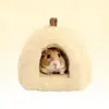 Ninho de Inverno para Hamster, Ninho Quente de Inverno de Pelo de Coelho, Ninho Esconderijo para Hamster Dourado, Ninho de Dormir para Rato de Pelúcia Longa, Ninho de Algodão