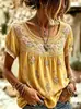 Nueva Camiseta de Manga Corta Estilo Bohemio Retro Estampado 3D con Flores para Mujer Talla Grande Ropa para Mujer 3XL-5XL