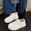Zapatillas Deportivas Blancas Transpirables de Piel de Vaca de Primera Capa con Suelas Gruesas y Características para Aumentar la Altura, Nuevos Zapatos Deportivos Casuales Versátiles para Mujer 2026