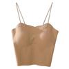 Camisole Vest de Seda de Gelo com Dispensação Contínua para Mulheres, Coaster de Algodão com Látex Removível, Peça de Roupa Externa Versátil, Cor Sólida, Roupa Íntima Base para Mulheres