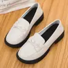 Mocassins Femininos com Solas Grossas, Novo Outono 2025 Estilo Britânico Sapatos Pequenos de Couro, Sapatos Baixos de Solado Plano, Sapatos Femininos de Tamanho Grande, Confortáveis com Salto Baixo