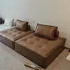 Sofá Bloco de Tofu Minimalista na Cor Creme, Módulo Cubo de Tecido Técnico de Um Lugar, Combinação de Dois Lugares, Poltrona Preguiçosa de Chão para Apartamento Pequeno