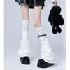 Calcetines Y2K Hasta la Rodilla, Calcetines en Capas, Estilo Subcultural, Puños de Bota Acampanados, Calcetines JK con Hebilla de Cuero y Cadena