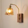 Lámpara de pared retro de latón estilo japonés para estudio, sala de estar, dormitorio, mesita de noche, baño, comedor, cama de nogal