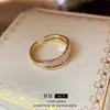 Anillo Abierto de Doble Capa con Goteo de Aceite, Diseño de Nicho a la Moda, Anillo Versátil para el Dedo Índice, Lujo Accesible y Joyería de Alta Gama al por Mayor