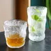 Copo de Vidro com Padrão de Geleira com Tampa e Alça de Colher Copo de Água para Mulheres Verão Casa Sensação de Alto Padrão Xícara de Chá Xícara de Café Copo Estilo Ins