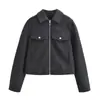 Comércio Exterior Transfronteiriço Spot 2025 Estilo Europeu e Americano Feminino Outono e Inverno Nova Moda Gola Clássica Jaqueta Curta de Lã Top