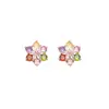 Pendientes de Copo de Nieve de Plata 925 con Aguja, Microincrustación de Circonita, Pendientes Pequeños de Flor de Cristal de Colores, Mismo Estilo de TikTok, Pendientes Pequeños para Mujer