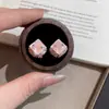 Pendientes de Botón Geométricos de Aguja Plateada Coloridos con Diamantes, Frescos y Dulces, Simples y Versátiles para el Verano, Pendientes de Nicho de Gama Alta para Mujer