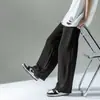 Pantalones Blancos de Seda de Hielo para Hombre de Pierna Ancha con Efecto de Caída, Pantalones de Vestir Ligeramente Acampanados, Pantalones Casuales Rectos Sueltos, Pantalones Finos de Verano Largos hasta el Suelo