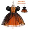 Vestido de Halloween Manga Bufante Teia de Aranha Vestido Princesa Vestido Cosplay Saia Tutu com Lantejoulas Fantasia para Festa