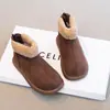 Botas de Nieve para Niñas 2026 Invierno Algodón Añadido Engrosadas Felpa Plegables Suela Suave Antideslizantes Cálidas Cierre Trasero Estilo Coreano Versátiles