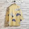 Cardigan fino de verão 2019 novo estilo chinês masculino com estampa de garça, estilo japonês solto, capa tipo quimono, top