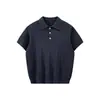 Venta al por mayor de fábrica Calle Retro Tejido de punto trenzado Manga corta Camisa Polo para hombre Marca de moda Holgada Pareja Top Camiseta de alta gama