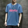 Camiseta Estampada com Letras de Marca da Moda Manga Curta Masculina Verão Ins Marca da Moda Solta Casual Top Novo Estilo Americano 2024