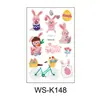 Pegatinas de Tatuaje de Pascua para Niños Dibujos Animados Impermeables y a Prueba de Sudor Huevo de Pascua Conejito Lindo Pegatinas de Cara de Huevo Huevo de Pascua Creativo