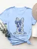 Camiseta Casual Feminina Transfronteiriça Aliexpress Shein Ezwear com Estampa de Coelho de Páscoa