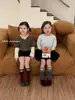Calcetines de algodón peinado de canalé doble para niñas, de otoño, hasta la mitad de la pantorrilla, calcetines holgados infantiles sin costuras, estilo coreano, lote mixto