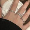 Anillo de Corazón de Zirconia Coreana para Mujer Lujo Accesible Nicho Alta Gama Juego de Anillos Lisos Ajustable Anillo para Dedo Índice