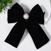 Horquilla de Terciopelo con Lazo para Niños y Niñas, Horquilla Elegante Retro Coreana para Mujer con Decoración de Perlas, Accesorios de Moda para el Cabello