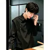 Tacto suave / Verano 2025 Camisa de Manga Corta Retro Versátil Holgada para Hombre Blanco Negro En Stock