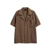 Roupas Vintage 2026 Verão Casal Tendência Marca Relaxado Estilo Old Money Resort Colarinho Cubano Jacquard Vazado Manga Curta Camisa