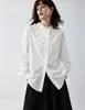 Camisa retro roja francesa 100% lino para mujer, nuevo diseño de moda de otoño, top de manga larga