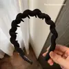 Aro de Cabelo Ondulado de Tecido Estilo Coreano para Lavagem de Rosto Feminina com Dente Antiderrapante Cartão de Pressão para Cabelo Fofo Topo Craniano Faixa de Cabelo Acessórios para Cabelo