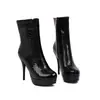 Botas de combate ligeras para mujer para otoño e invierno, botas de cuero impermeables de plataforma de corte bajo con punta redonda y cremallera lateral, botas versátiles de talla grande para mujer