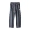 MP/Verão Calça de Sarja Lavada de Pierna Larga Masculina Macacão Vintage Estilo Americano Calça Reta Solta Calça Casual Masculina