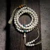 Pulseira de Bodhi de Jade Branco Hainan para Lançamento Alto Pulseira de Bodhi Colar Longo com Borla Anel de Corrida Wen Brinquedo Rosário Antigo de Mão